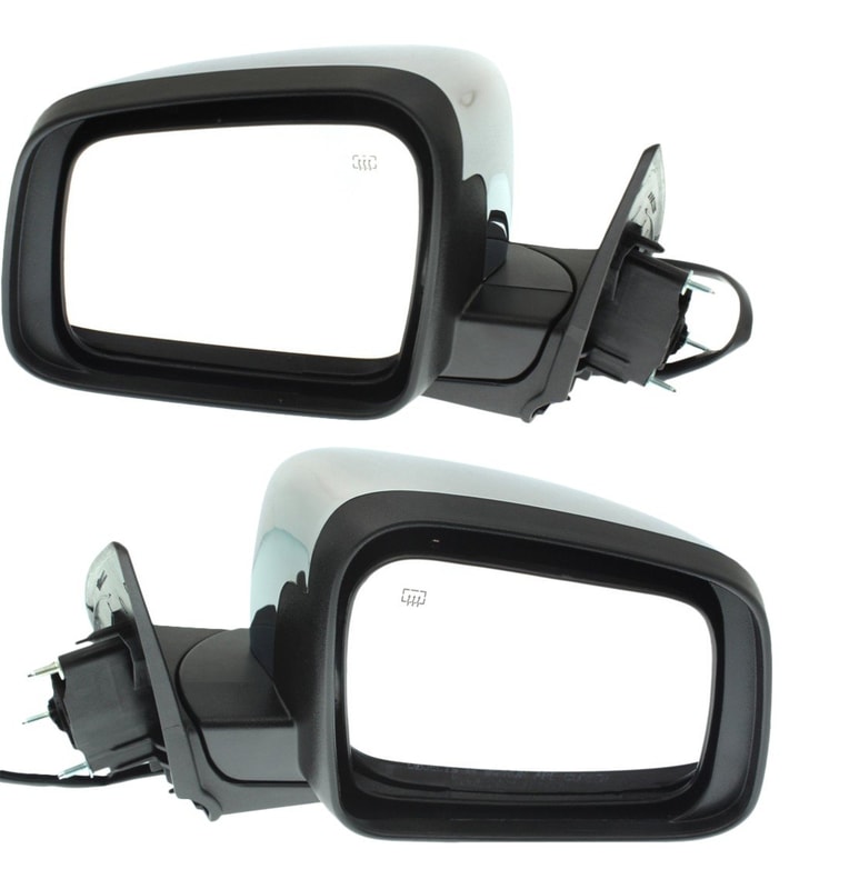Mirror Pair/Set for Dodge Durango 2014-2022, Right (Passenger) and Left (Driver), Power Operated, Manual Folding, Heated, Chrome, without Blind Spot Detection, with Memory and Signal Light Replacement
