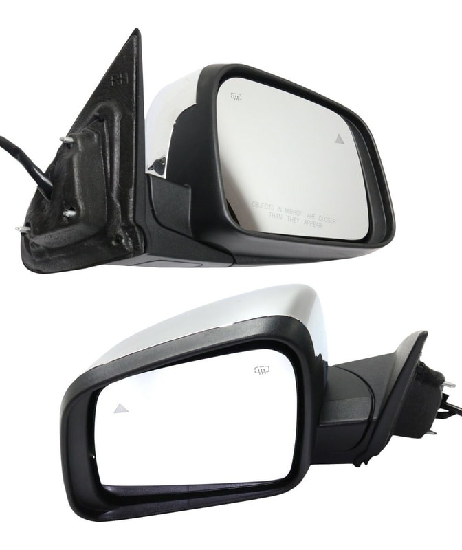 Power Heated Chrome Mirror Pair/Set for Dodge Durango 2011-2022, Right (Passenger) and Left (Driver), Manual Folding, with Blind Spot Detection, Memory, and Signal Light, without Auto Dimming, Replacement