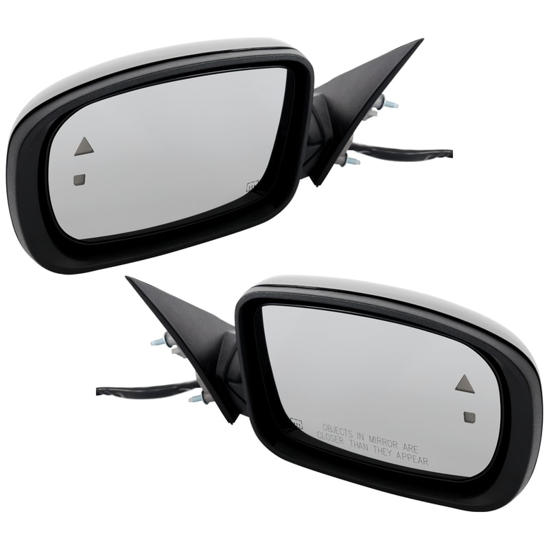 Pair/Set - Power Heated Paintable Mirror Pair/Set for Dodge Charger 2011-2019, Right (Passenger) and Left (Driver), Manual Folding, with Memory, Puddle Light, Blind Spot Detection, without Auto Dimming, Signal Light, Replacement