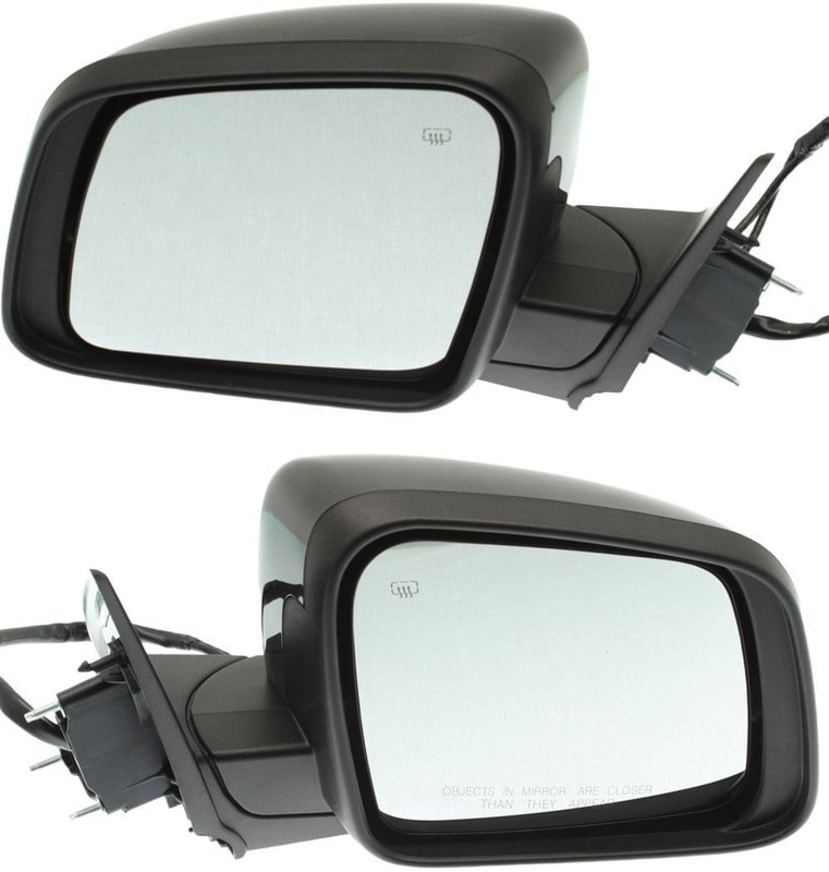 Power Mirror Pair/Set for 2011-2021 Dodge Durango, Right (Passenger) and Left (Driver), Manual Folding, Heated, with Memory and Signal Light, Without Blind Spot Detection and Auto-Dimming, Paintable Replacement