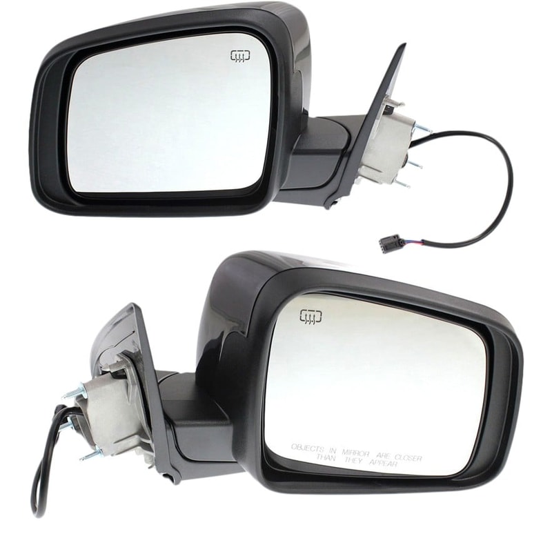 Mirror Pair/Set for 2011-2018 Durango, Right (Passenger) and Left (Driver), Power Operated, Manual Folding, Heated, Paintable, w/o Auto Dimming, Blind Spot Detection, Memory, Signal Light Replacement
