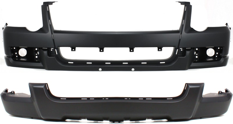 Front Upper and Lower Bumper Cover Set for 2006-2010 Ford Explorer, Eddie Bauer Model - Replacement Set of 2 Parts