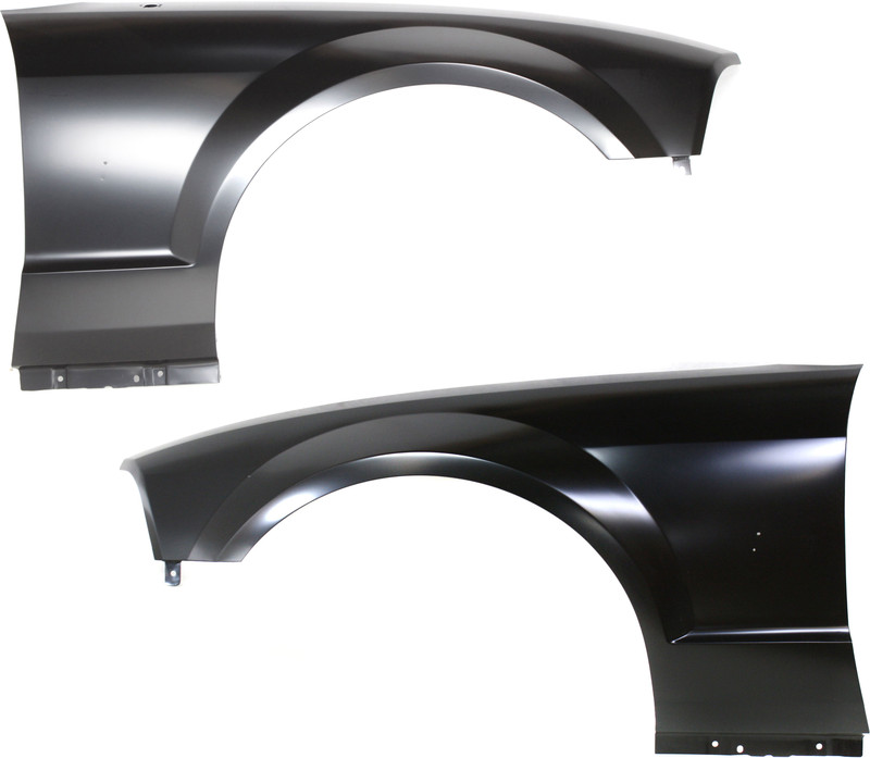 Front Fender Pair/Set for 2005-2009 Ford Mustang GT Model, Right (Passenger) and Left (Driver), Primed (Ready to Paint), with Wheel Opening Molding and Antenna Hole, Replacement