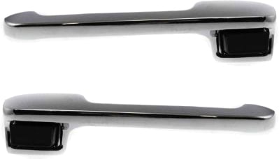 Front Exterior Door Handle Pair/Set for Ford F-Series 1980-1997, Right (Passenger) and Left (Driver), Chrome Replacement