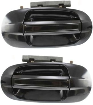 Rear Exterior Door Handle Pair/Set for Ford Expedition 2003-2017, Lincoln Navigator 2003-2014, Right (Passenger) and Left (Driver), Smooth Black, Without Keyhole, Replacement