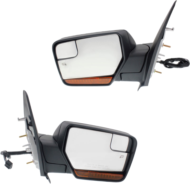 Replacement Mirror Pair/Set for 2007-2017 Ford Expedition - Right (Passenger) and Left (Driver), Non-Towing, Power Control, Manual Folding, Heated, Textured Finish, with In-Housing Signal Light and Memory, without Auto Dimming and BSD