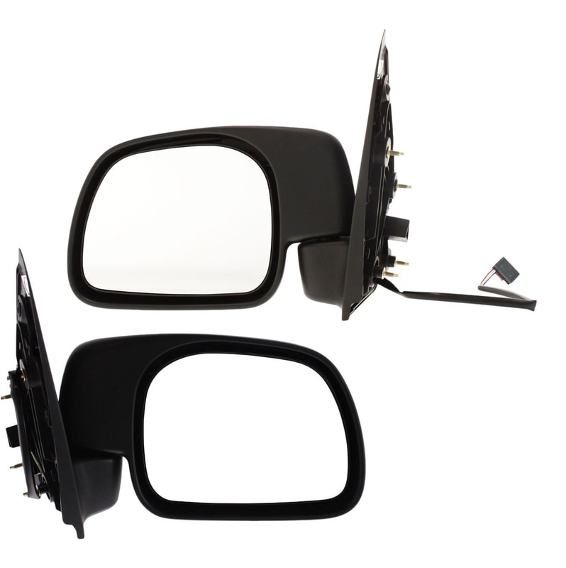 Mirror Pair/Set for Ford F-Series Super Duty 2008-2010, Right (Passenger) and Left (Driver), Non-Towing, Power, Manual Folding, Non-Heated, Textured, w/o Memory and Signal Light, Replacement Models: for F-250, F-350, F-450, F-550.