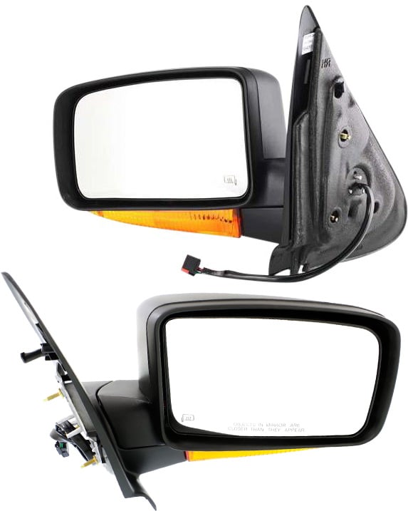 Mirror Pair/Set for 2003-2004 Ford Expedition, Right (Passenger) and Left (Driver), Non-Towing, Power Adjustment, Manual Folding, Heated, Textured Design, With In-Housing Signal Light, Without Auto Dimming or Blind Spot Detection and Memory, Replacement
