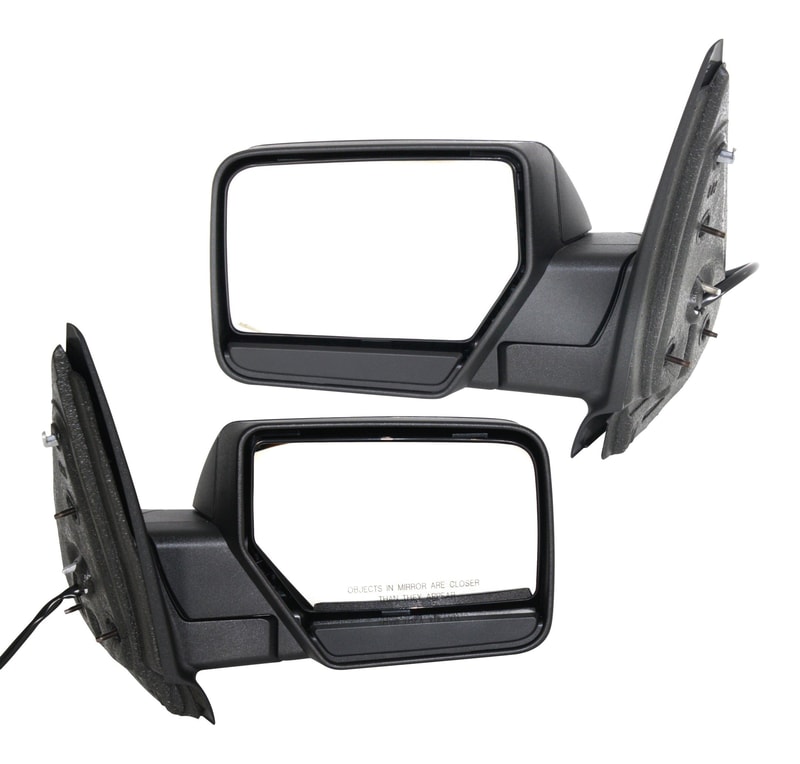 Mirror Pair/Set for Ford Expedition 2007-2014, Right (Passenger) and Left (Driver), Non-Towing, Power-Controlled, Manual Folding, Non-Heated, Textured, Without Auto Dimming, BSD, Memory, and Signal Light Replacement