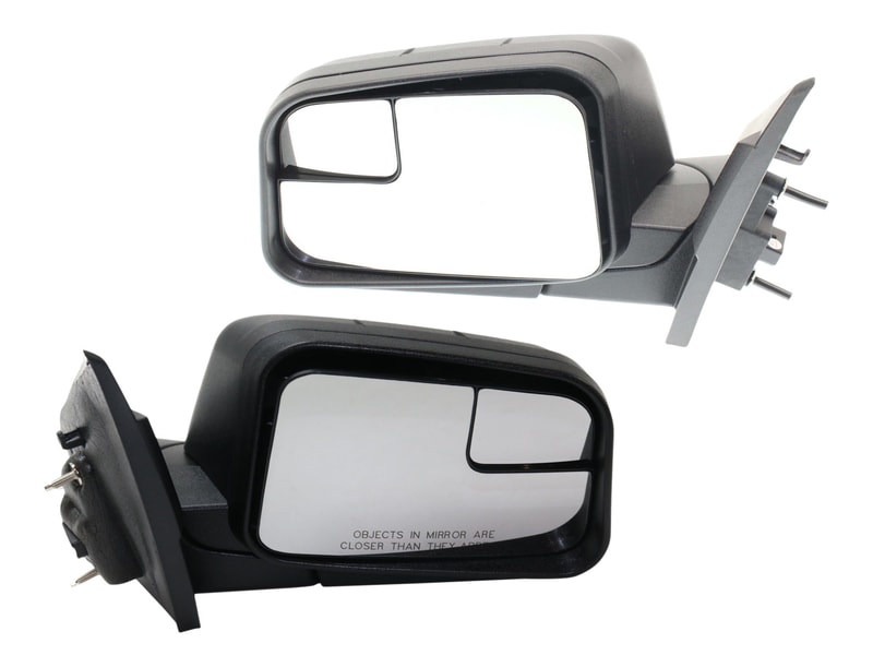 Mirror Pair/Set for Ford Edge 2009-2011, Right (Passenger) and Left (Driver), Power Adjustable, Manual Folding, Non-Heated, Textured Finish, with Blind Spot Glass, without Auto Dimming, Memory or Signal Light, Replacement