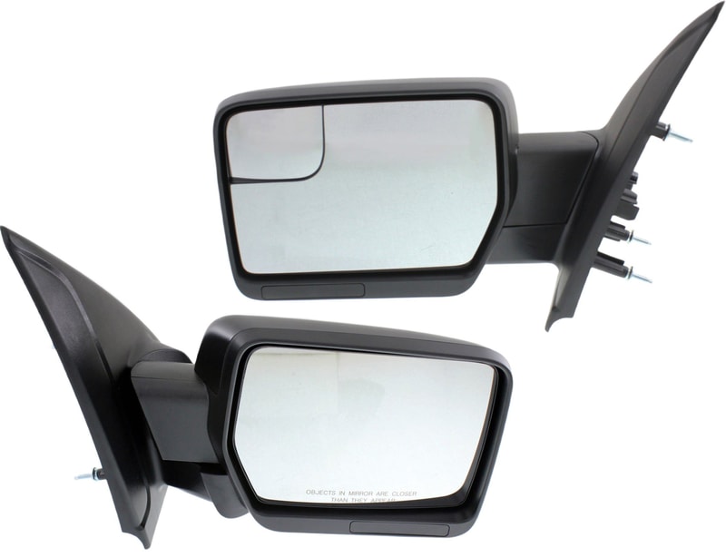 Power Mirror Pair/Set for Ford F-150 2011-2014, Right (Passenger) and Left (Driver), Manual Folding, Non-Heated, Without Memory, Signal and Puddle Light, Compatible with All Cab Types, Paintable Replacement