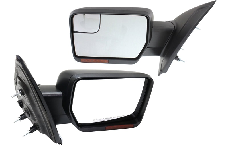 Power Folding Heated Mirror Pair/Set for Ford F-150 2011-2014, Right (Passenger) and Left (Driver), w/ Memory, Signal and Puddle Light, Paintable, All Cab Types Replacement