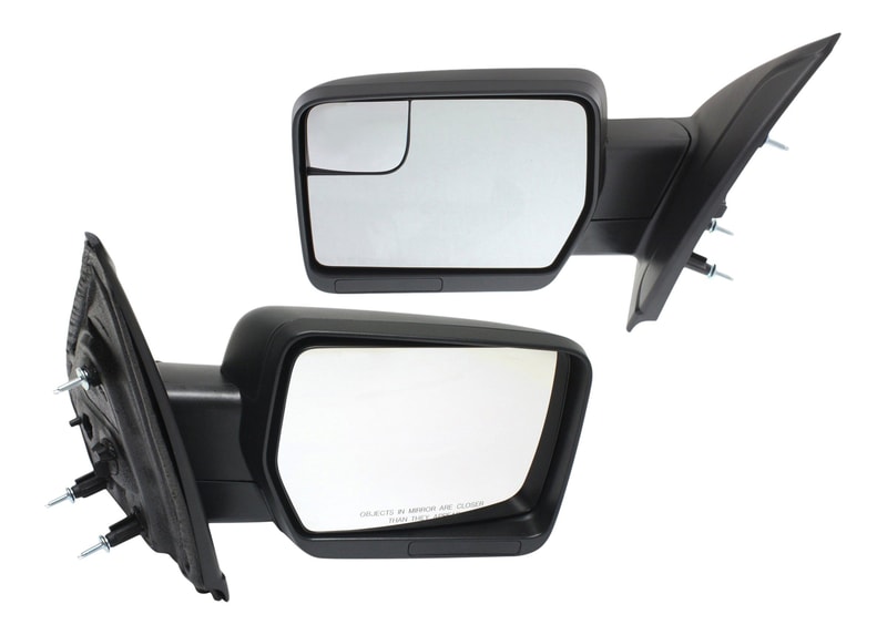 Mirror Pair/Set for Ford F-150 2011-2014, Right (Passenger) and Left (Driver), Power, Manual Folding, Non-Heated, Without Memory, Signal and Puddle Light, All Cab Types, Textured Black Replacement