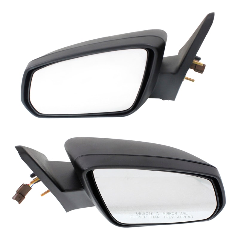 Replacement Mirror Pair/Set for 2010 Ford Mustang, Right (Passenger) and Left (Driver) Side, Power Operated, Non-Folding, Non-Heated, Paintable/Textured, Comes with 2 Caps 