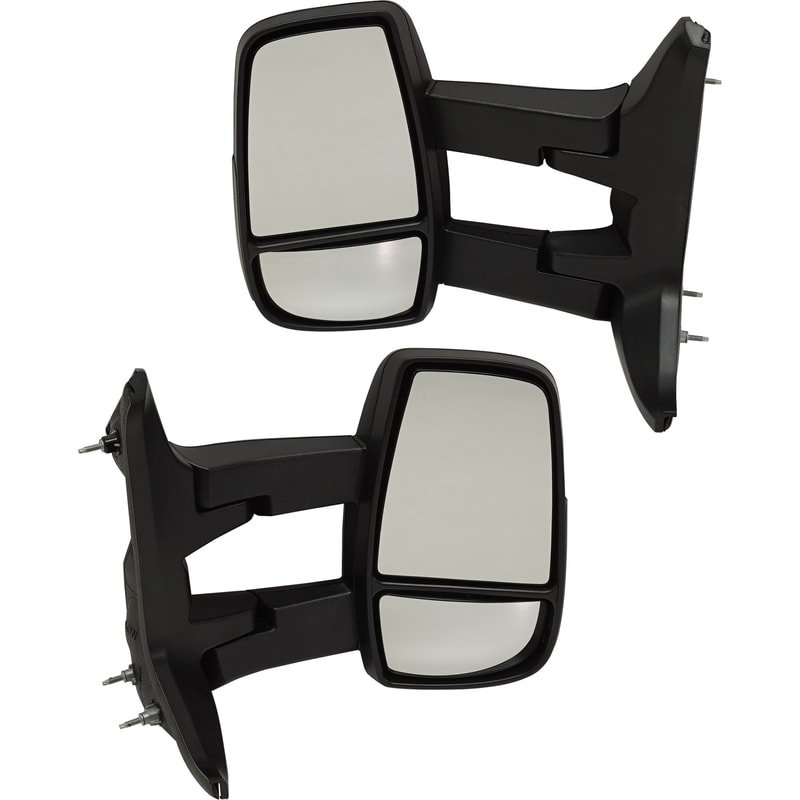Towing Mirror Pair/Set for Ford Transit Van 2015-2019, Right (Passenger) and Left (Driver), Manual Adjust & Manual Folding, Heated, Textured, with Long Arm, Suitable for Medium/High Roof - Replacement