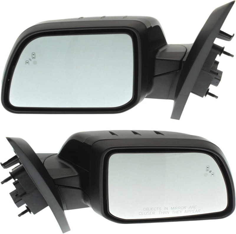Power Mirror Pair/Set for Ford Edge 2011-2014, Lincoln MKX 2011-2015, Right (Passenger) and Left (Driver), Manual Folding, Heated, Paintable, with Blind Spot Detection in Glass, In-housing Signal Light, and Memory, without Auto Dimming Replacement