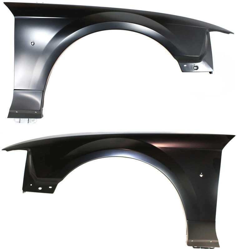 Front Fender Pair/Set for Ford Mustang 1999-2004, Includes Right (Passenger) and Left (Driver) Sides, Primed (Ready to Paint) - Replacement Part