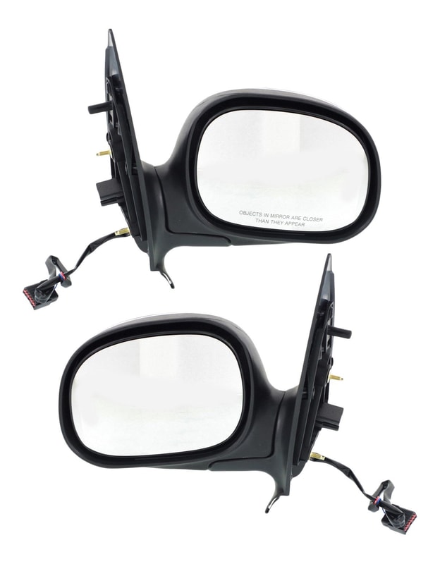 Mirror Pair/Set for F-150 2001, Expedition 1998-2002, Right (Passenger) and Left (Driver), Non-Towing, Power Operated, Manual Folding, Non-Heated, Chrome, Contour Style, without Auto Dimming, Blind Spot Detection, Memory, or Signal Light Replacement