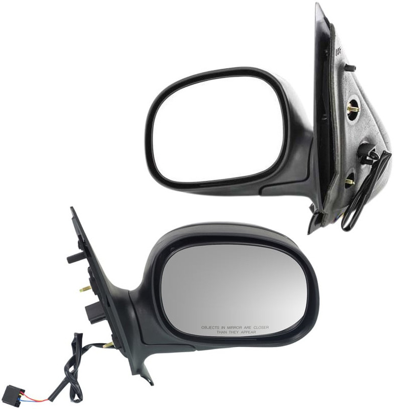 Mirror Pair/Set for Ford Expedition 1998-2002, Right (Passenger) and Left (Driver), Non-Towing, Power Control, Manual Folding, Non-Heated, Paintable, Contour Style, w/o Auto Dimming, Blind Spot Detection, Memory, Signal Light Replacement
