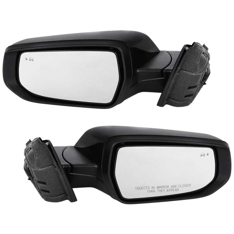 Chevrolet Malibu 2016-2022 Mirror Pair/Set for Right (Passenger) and Left (Driver), Power Adjust, Manual Fold, Heated, Paintable, Suitable for Hybrid/LT Models, Includes In-Housing Signal Light, Blind Spot Detection in Glass, Lane Change Assist, Excludes Memory Function, Comes with Puddle Light, Aut