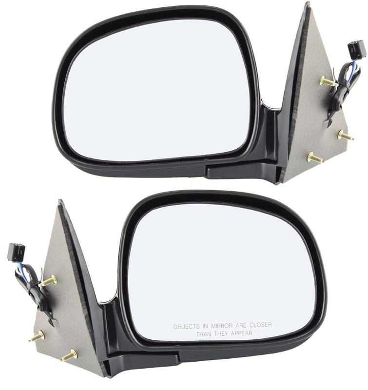 Power Mirror Pair/Set for 1998-1998 Chevrolet Blazer/1999-2000 GMC Jimmy, Right (Passenger) and Left (Driver), Manual Folding, Non-Heated, Paintable, without Auto Dimming, Blind Spot Detection, Memory, Signal Light Replacement