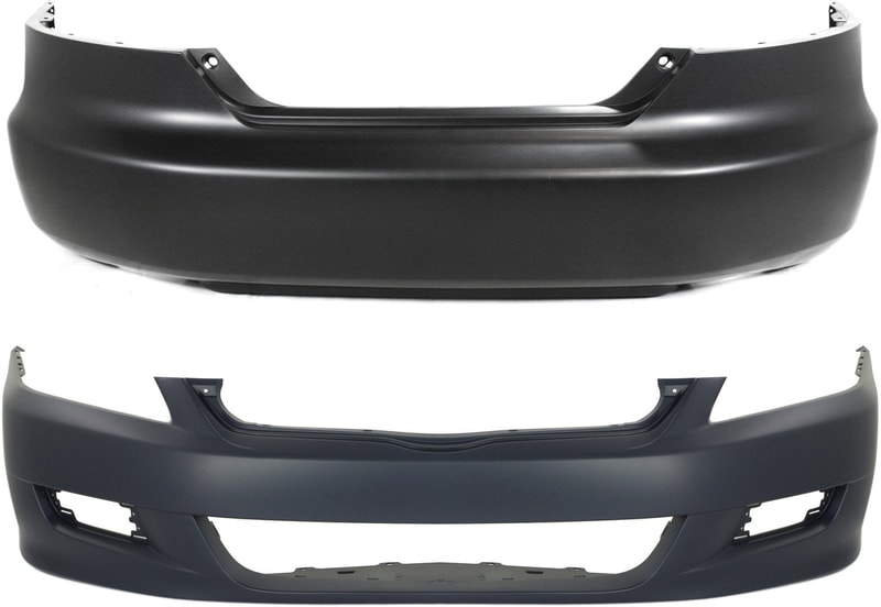 Front and Rear Bumper Cover Set for 2006-2007 Honda Accord Coupe, Primed (Ready to Paint), Replacement