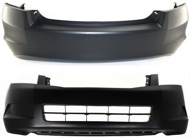 Front and Rear Bumper Cover Set for 2008-2010 Honda Accord Sedan, 4 Cylinder, Primed (Ready to Paint), Replacement