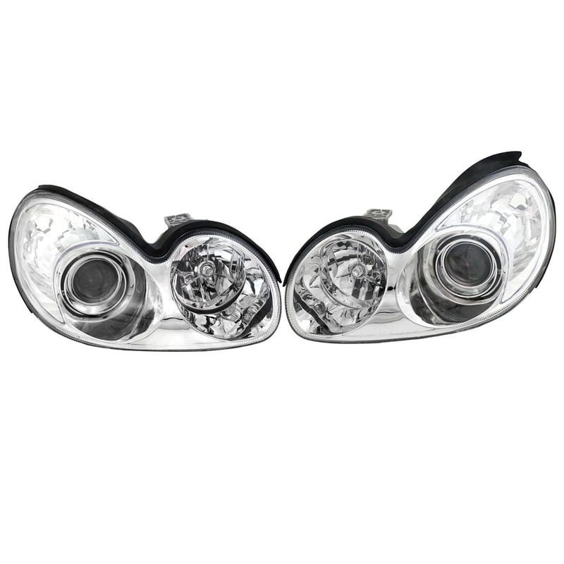 Headlight Assembly Pair/Set for 2002-2005 Hyundai Sonata, Right (Passenger) and Left (Driver) Halogen Lights, Replacement