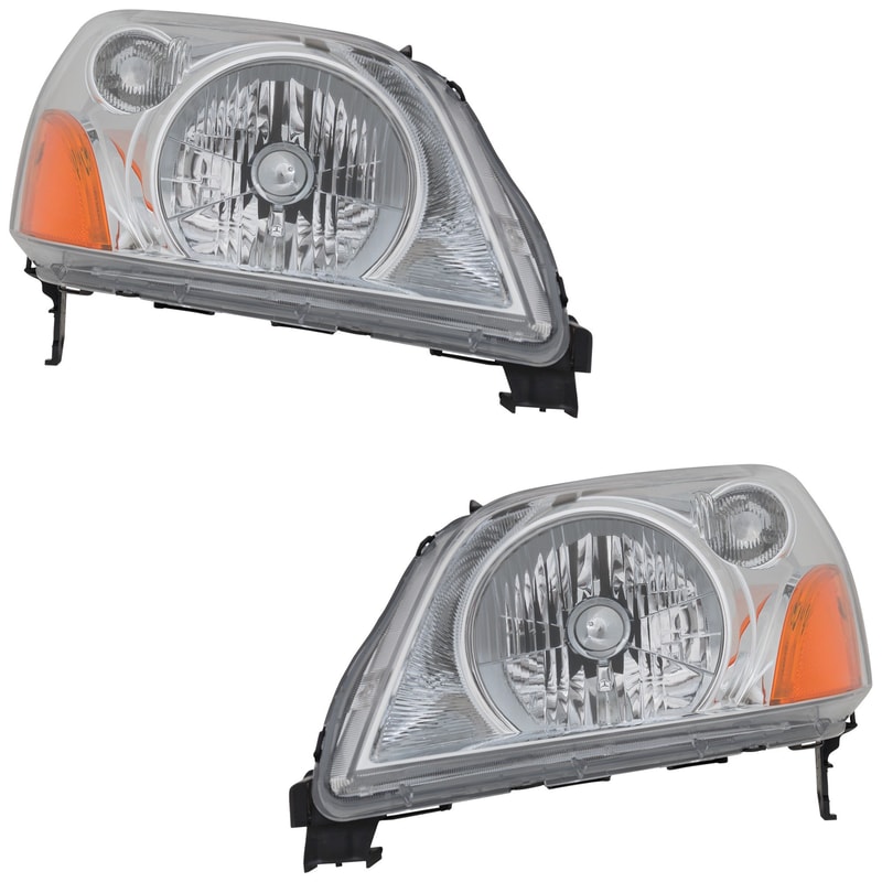 Headlight Pair/Set for Honda Pilot 2003-2005, Includes Right (Passenger) and Left (Driver) Side Headlights, Lens and Housing, Halogen, Replacement