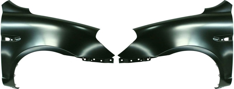 Front Fender Pair/Set for Hyundai Accent 2006-2011, Right (Passenger) and Left (Driver), Primed (Ready to Paint), Steel, Hatchback (2007-2011), Sedan, with Side Light Hole Replacement
