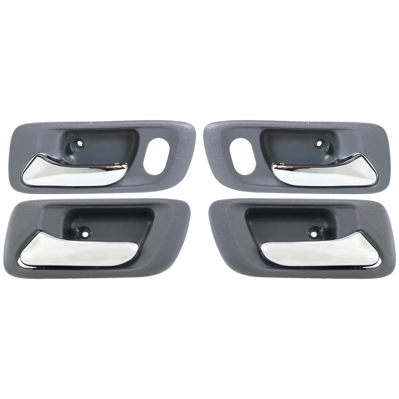 Interior Door Handle Pair/Set for Honda Accord 1998-2002, Front and Rear, Right (Passenger) and Left (Driver), Gray Bezel with Chrome Lever, Replacement
