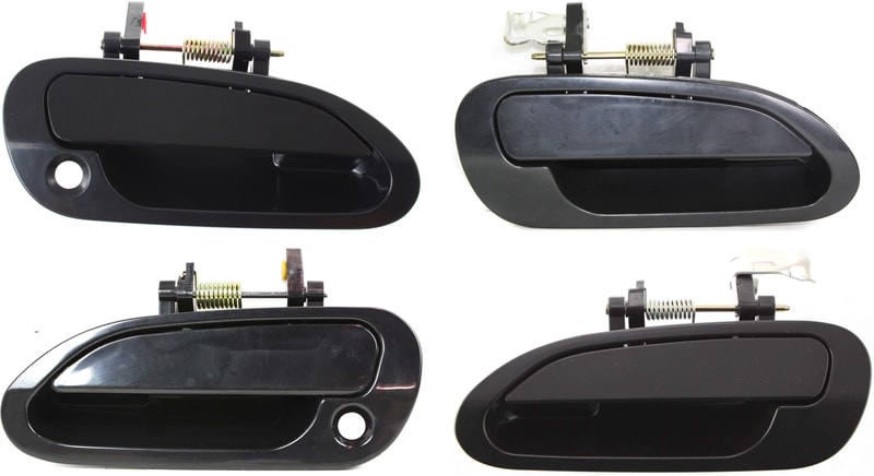 Front and Rear Door Handle Pair/Set for Honda Accord 1998-2002, Right (Passenger) and Left (Driver), Outside, Smooth Black, Sedan, Japan/USA Built Replacement