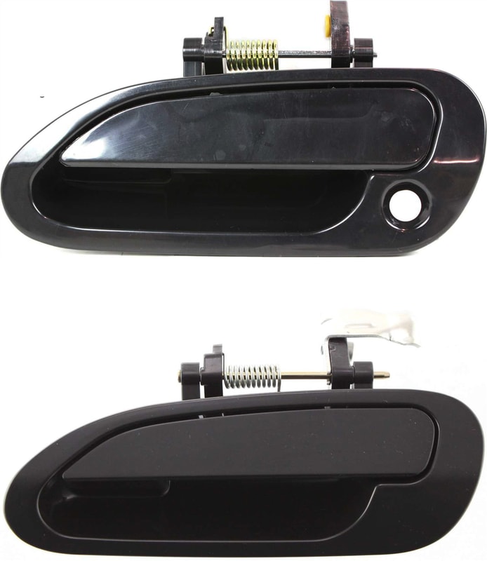 Front and Rear Outside Door Handle Set for Honda Accord 1998-2002, Left (Driver), Sedan, Smooth Black, Japan/USA Built, Replacement