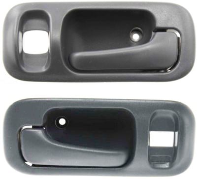 Front Door Handle Pair/Set for Honda Odyssey 1995-1998/CR-V 1997-2001, Inside, Right (Passenger) and Left (Driver), Gray with Big Clip, Plastic with Lock Hole, Replacement
