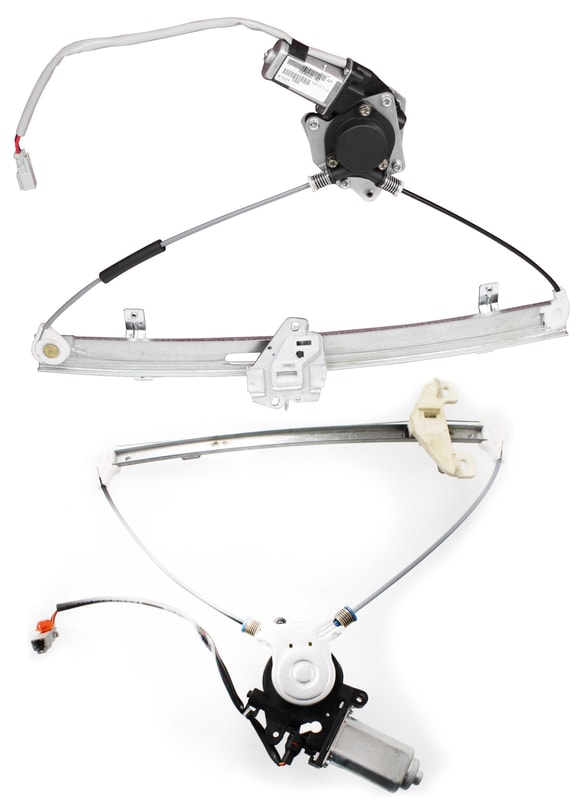 Front and Rear Window Regulator Set for 2001-2005 Honda Civic, Right (Passenger) Side, Power Operated, with Motor, Replacement