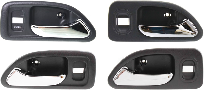 Front and Rear Door Handle Pair/Set for 1994-1997 Honda Accord, Right (Passenger) and Left (Driver) Inside, Chrome Gray, Sedan/Wagon, Replacement