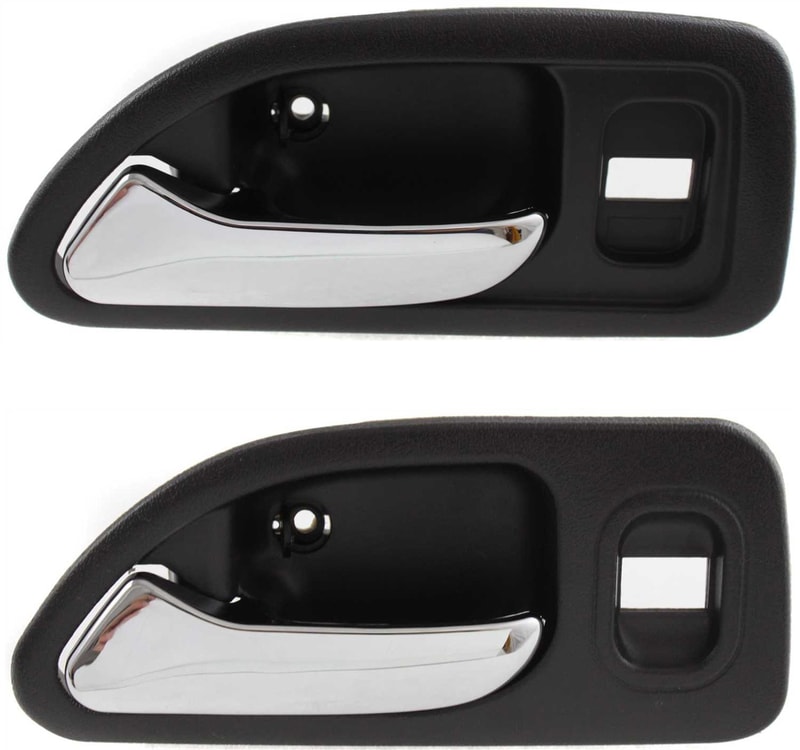 Front and Rear Door Handle for Honda Accord Sedan/Wagon (1994-1997), Left (Driver) Inside, Set of 2, Chrome Gray, Replacement Set