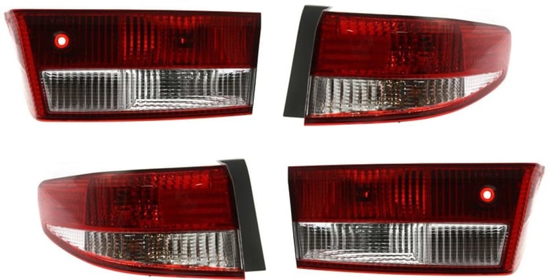Tail Light Assembly Pair/Set for 2003-2004 Honda Accord Sedan, Inner and Outer, Right (Passenger) and Left (Driver), Excluding Hybrid, Replacement