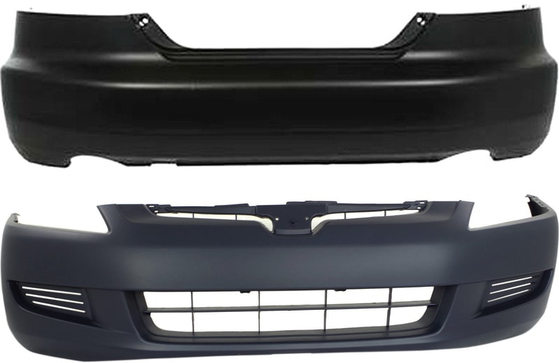 Front and Rear Bumper Cover Set for 2003-2005 Honda Accord Coupe, 6 Cyl, Primed (Ready to Paint) Replacement
