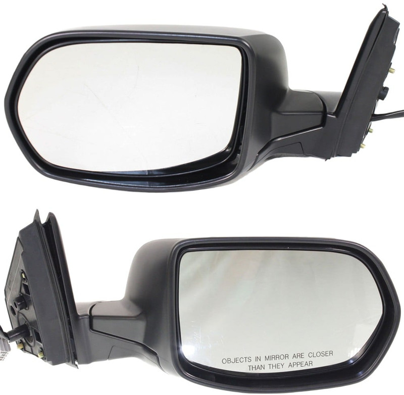 Power Heated Mirror Pair/Set for Honda CR-V 2007-2011, Right (Passenger) and Left (Driver), Manual Folding, Textured, w/o Auto Dimming, Blind Spot Detection, Memory, and Signal Light Replacement