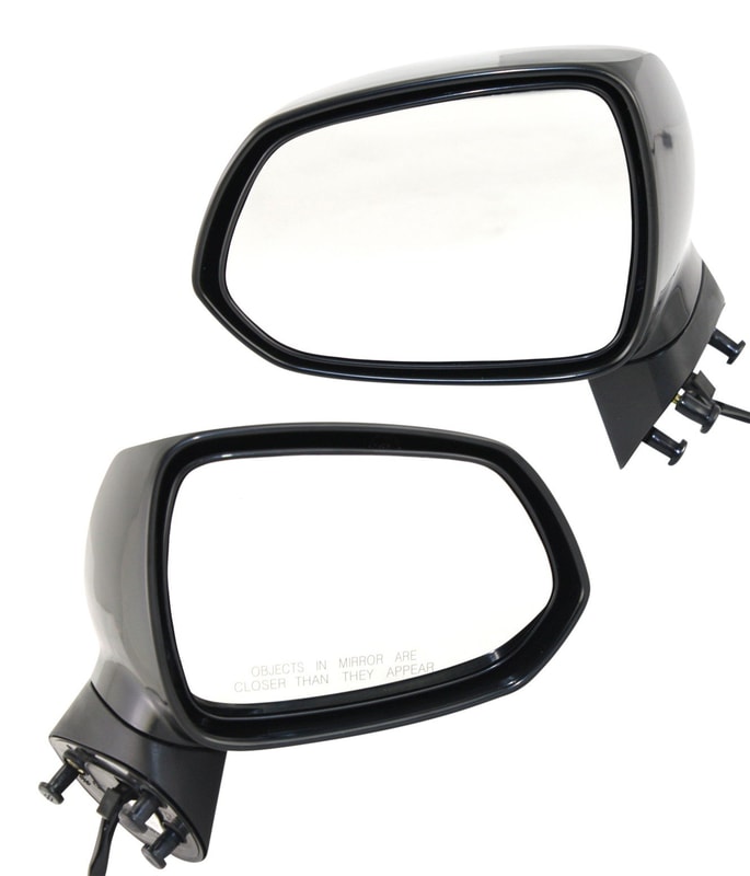Mirror Pair/Set for FIT 07-2008 Right (Passenger) and Left (Driver), Power, Manual Folding, Non-Heated, Paintable Replacement