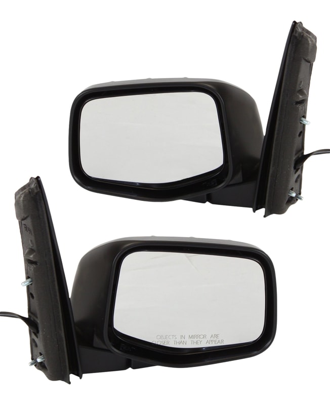 Mirror Pair/Set for Honda Odyssey 2011-2013 LX Model, Right (Passenger) and Left (Driver), Power Adjustment, Manual Folding, Non-Heated, Textured, Replacement
