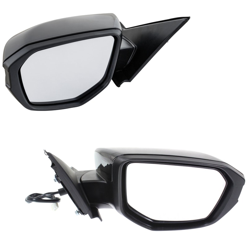 Mirror Pair/Set for Honda Civic 2017-2021 Right (Passenger) Heated, Left (Driver) Non-Heated, Power, Manual Folding, Paintable, Without Auto Dimming, Blind Spot Detection, Memory and Signal Light Replacement