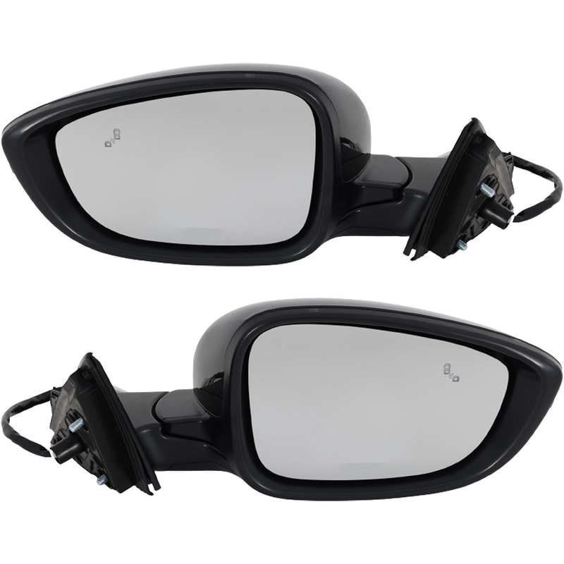 Mirror Pair/Set for Honda Accord 2018-2022 Right (Passenger) and Left (Driver), Power, Manual Folding, Heated, Paintable, with Blind Spot Detection in Glass, without Auto Dimming, Memory, and Signal Light Replacement