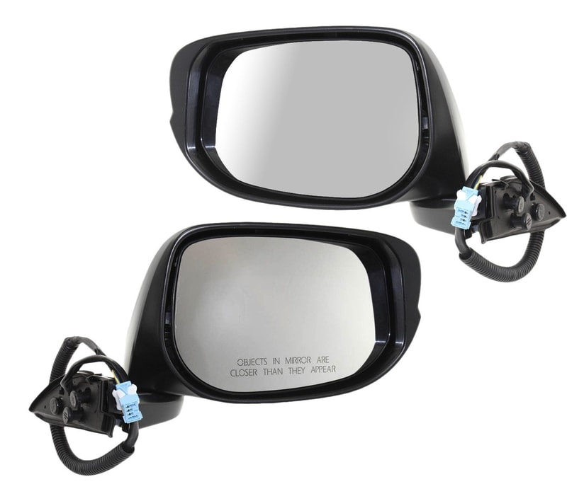 Mirror Pair/Set for FIT 2009-2014, Right (Passenger) and Left (Driver), Power, Manual Folding, Non-Heated, Paintable Replacement