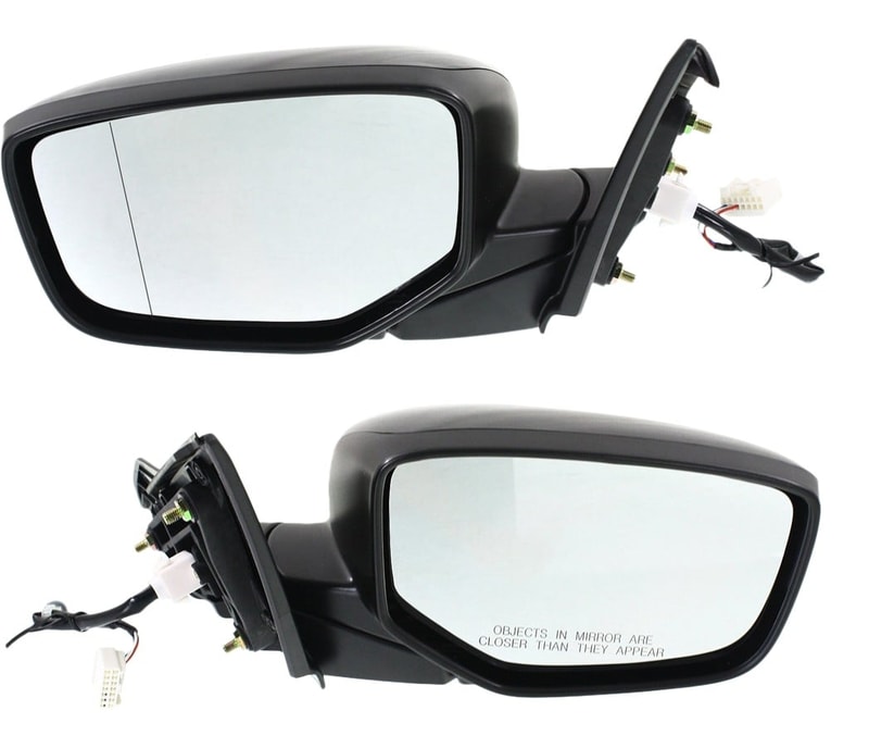 Mirror Pair/Set for Honda Accord 2013-2017, Right (Passenger) and Left (Driver), Power, Manual Folding, Non-Heated, w/o Auto-Dimming and Blind Spot Light, Non-Towing, Paintable, Replacement