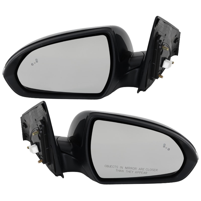 Mirror Pair/Set for Hyundai Elantra 2017-2018, Right (Passenger) and Left (Driver), Power Adjustment, Manual Folding, Heated, Paintable, with Blind Spot Detection, In-housing Signal Light, USA Built Vehicle Replacement