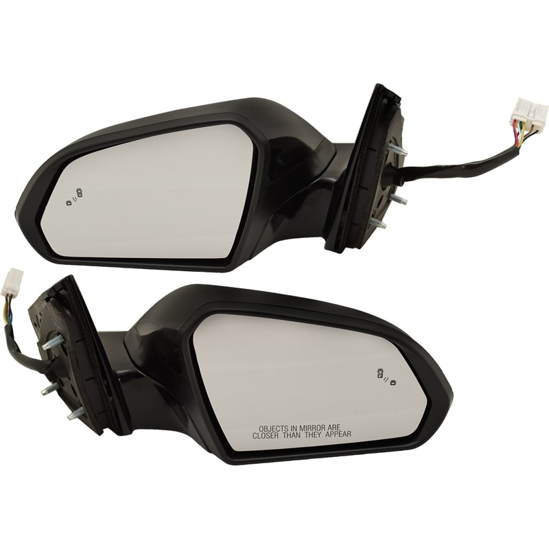Mirror Pair/Set for Hyundai Sonata 2015-2017, Right (Passenger) and Left (Driver), Power, Manual Folding, Heated, Paintable, with Blind Spot Detection and Signal Light, without Memory Replacement