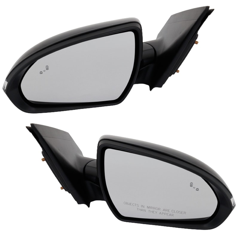 Mirror Pair/Set for 2017-2018 Elantra, Right (Passenger) and Left (Driver), Power, Manual Fold, Heated, Paintable, with Blind Spot Detection and In-housing Signal Light, Korea Built Vehicle, Replacement