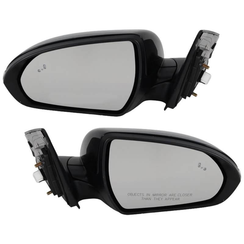 Mirror Pair/Set for Hyundai Elantra 2019-2020, Right (Passenger) and Left (Driver), Manual Folding, Power, Heated, Paintable, with In-Housing Signal Light and Blind Spot Glass, without Auto-Dimming and Memory, Built in Korea, Replacement